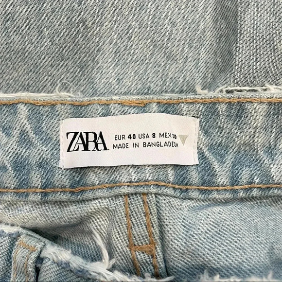 Zara Light Wash Distressed Mom Jeans Size 8 - Picture 9 of 9